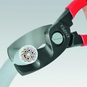 Knipex 95 11 200 Nożyce do kabli w akcji: Zbliżenie na cięcie kabla - Knipex