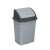 Grey plastic swing top trash can with lid, 4 liter capacity