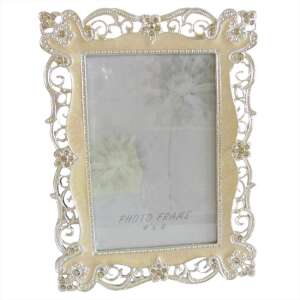 Cirádás 10x15 cm-es fényképkeret strasszkövekkel díszítve - Dekoráció