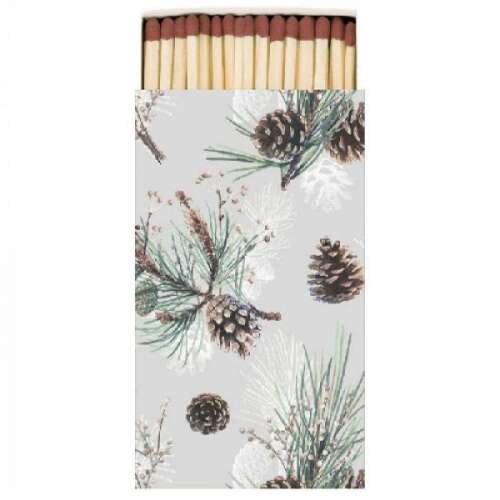 Gyufask doboz fenyőtoboz és fenyőág mintával