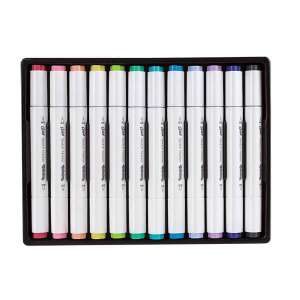 Set de 12 markere de schiță Colorino Artist, pastelate, cu două capete, nuanțe deschise - Pixuri