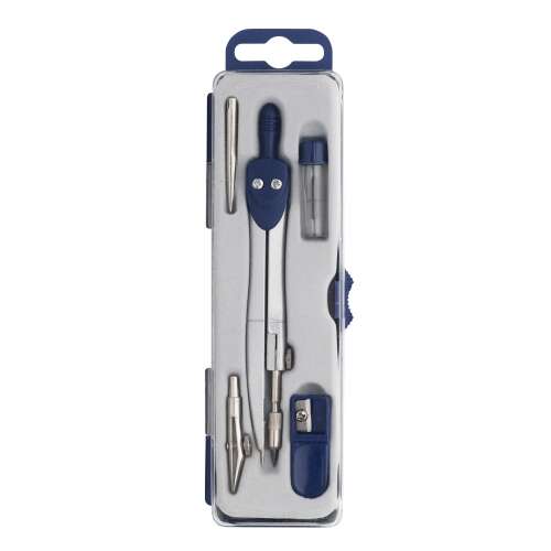 ICO körző készlet, 5 darabos, fém körző, körzőhegy, hegyező, tű, fémhegy, műanyag tartóban