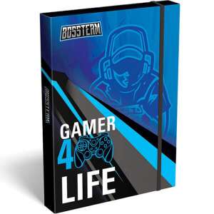 BOSSTEAM Gamer 4Life A5-ös füzetbox, kék és fekete színben, gamer mintával - Füzetbox