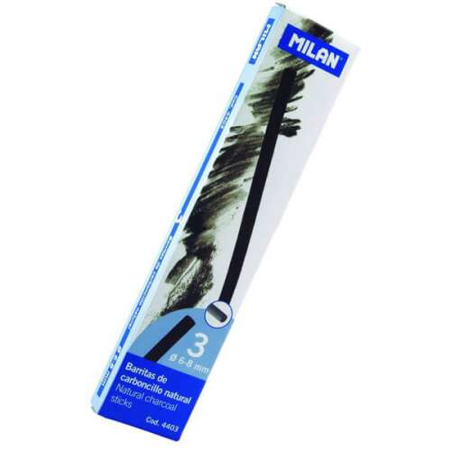 Bețe de cărbune natural Milan, diametru 6-8 mm, 3 bucăți
