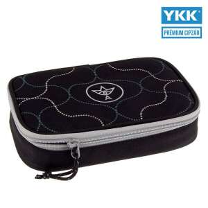 Ars Una Silver Lines többszintes tolltartó, fekete ezüst vonalakkal, YKK cipzárral - Ars Una