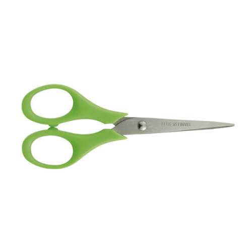 Zöld műanyag markolatú iskolai olló, Süni márka