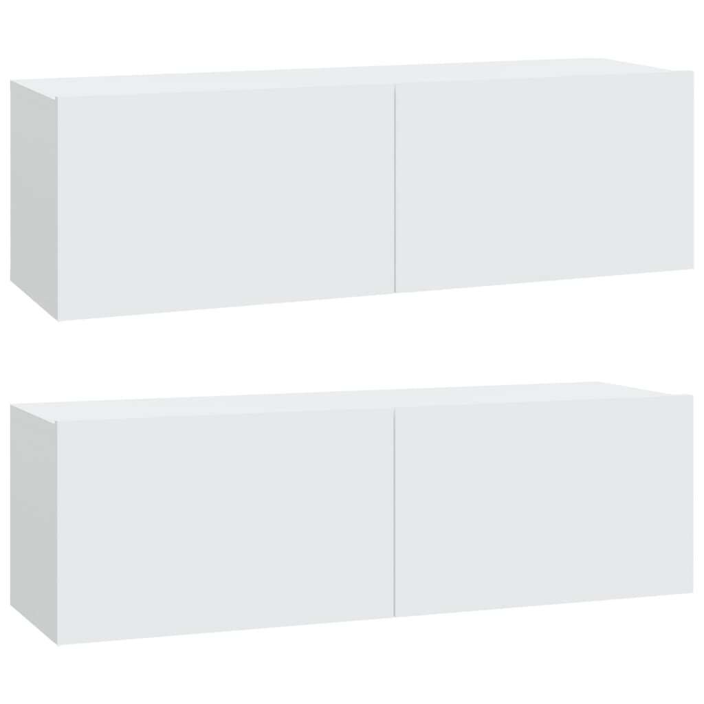 2 db fehér szerelt fa fali tv-szekrény 100 x 30 x 30 cm