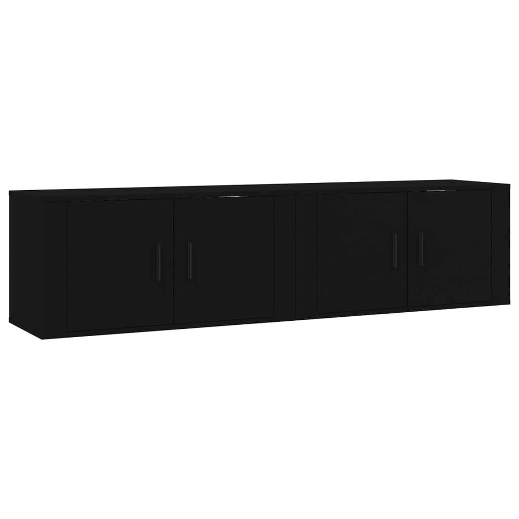 2 db fekete falra szerelhető tv-szekrény 80 x 34,5 x 40 cm
