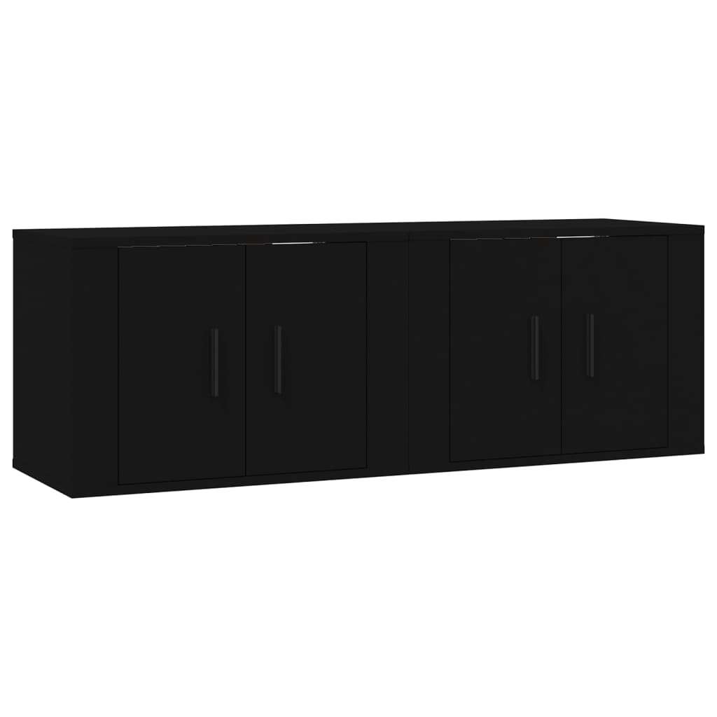 2 db fekete falra szerelhető tv-szekrény 57 x 34,5 x 40 cm