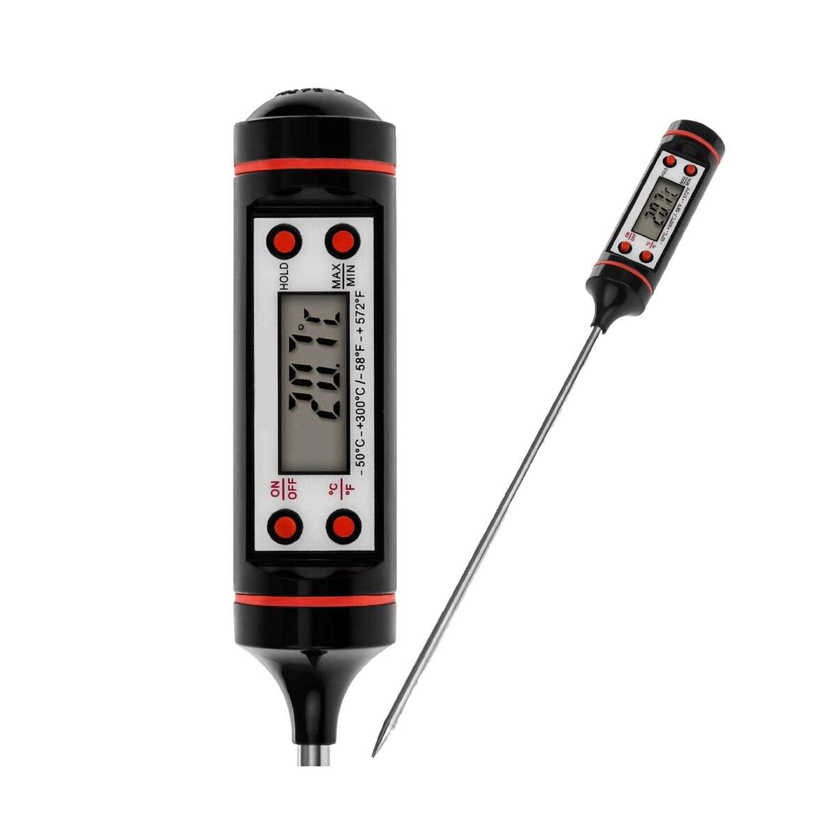 Termometr cyfrowy z sondą, Envisage, do kuchni, płyny, żywność, ciasta, nabiał, wosk, żywność, model QA, czarny