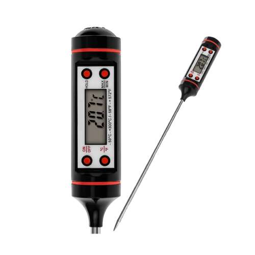 Digitálny sondový teplomer, Envisage, pre kuchyňu, tekutiny, potraviny, koláče, mliečne výrobky, vosk, potraviny, QA model, čierna