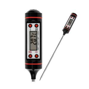 Termometru digital pentru alimente cu sondă, Floveme, pentru bucătărie, lichide, alimente, prăjituri, produse lactate, ceară, alimente, model de asigurare a calității, negru - Termometre de bucătărie