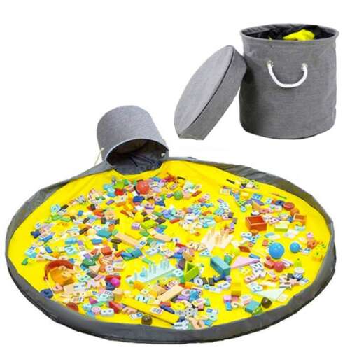 Kruzzel Toy Storage Mat and Basket, 135cm diameter, filled with toys