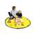 Child playing on Kruzzel toy storage mat with basket