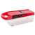 Red vegetable slicer with a clear container and a handle
