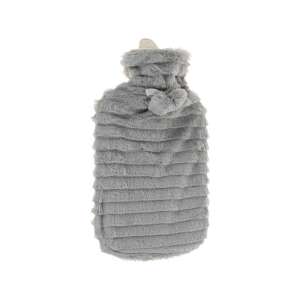 Gray plush hot water bottle with pom pom - Warming cushion