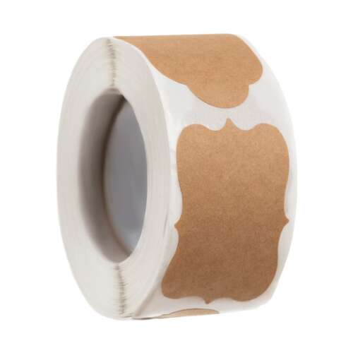 Roll of 300 brown self-adhesive labels with decorative border