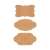 3 brown self-adhesive labels with decorative border, close-up