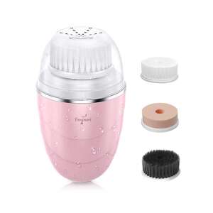 Trendmark 3-in-1 Rechargeable Facial Cleansing Brush with 3 Brush Heads, 2 Speeds, Waterproof, Pink - Facial care device