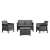 Zestaw mebli ogrodowych Venus 4-osobowych, szary wygląd rattanu, z dwoma fotelami, dwuosobową sofą i stolikiem kawowym