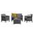 Zestaw mebli ogrodowych Venus 4-osobowych, szary wygląd rattanu, z dwoma fotelami, dwuosobową sofą i stolikiem kawowym