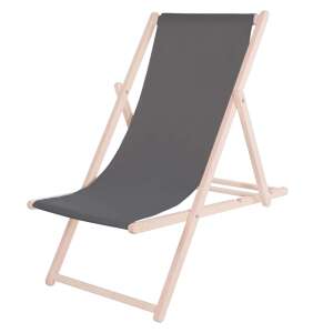 Springos garden chair, graphite, beech wood frame, 3 position adjustable, comfortable, relaxing, outdoor furniture - Sun Lounger & Deck Chair