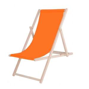 Springos orange wooden folding deck chair - Sun Lounger & Deck Chair