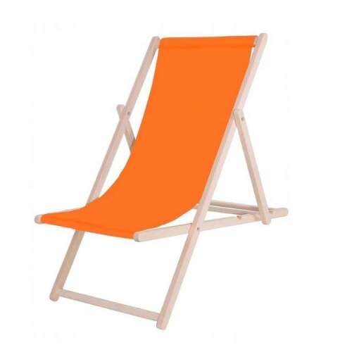 Springos orange wooden folding deck chair