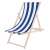 Springos blue and white striped wooden deck chair