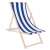 Springos blue and white striped wooden deck chair