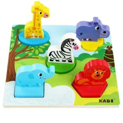 KABE Vadallatos Formabetus Jatek fa formaillesztő játék zsiráf, zebra, víziló, elefánt és oroszlán figurákkal