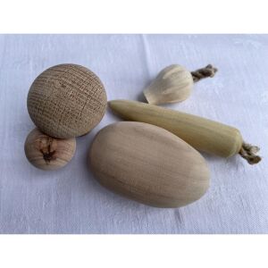 Natúr fa játék Leveszöldség szett: Fa játék zöldség készlet, répa, fokhagyma, krumpli, kis gomba, nagy gomba - Játék élelmiszer