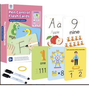 Vonalvezető   - Számok és betűk (Pen Control Flash Cards - Numbers and Letters- - Panda Juniors)