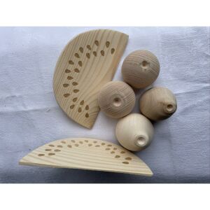 Fa gyümölcskosár játék szett almákkal, dinnyékkel és körtékkel - Játék élelmiszer