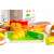 Wooden play food set for kids, including bread, meat, fish, vegetables, and more