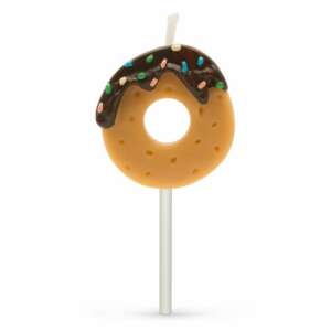 Donut shaped birthday cake candle, number 0, on a stick - Birthday Candle & Cake Topper
