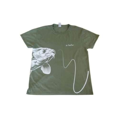 CarpZoom zöld pamut póló fehér ponty mintával