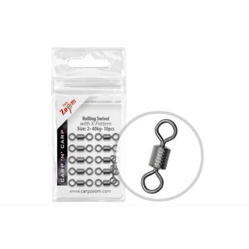 CarpZoom forgó, X-mintával, méret 2, 2-40kg, 10 darab - Horgász forgó és kapocs