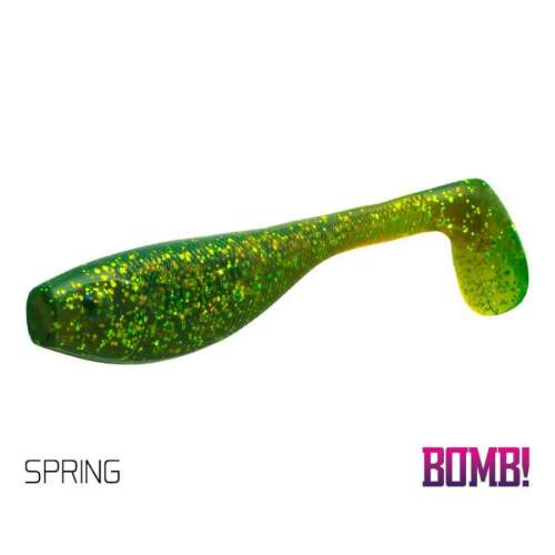 Delphin Bomb Fatty 10 cm Spring Gumihal 5db, zöld és sárga műanyag horgászcsali - Delphin