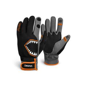 Delphin Atak free XL horgászkesztyű, fekete és szürke színben, narancssárga betétekkel, pár kesztyű - Horgász ruházat