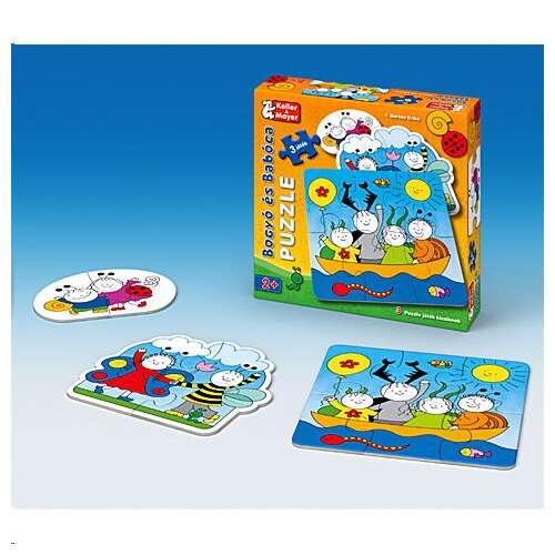 Keller & Mayer Bogyó és Babóca - Puzzle dla niemowląt, 3-częściowa układanka dla małych dzieci z postaciami z popularnej węgierskiej serii książek dla dzieci