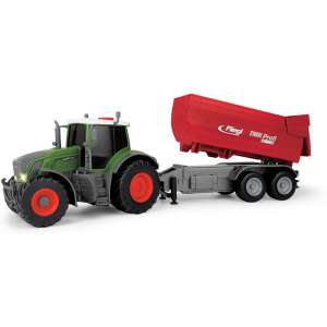 Dickie Toys Fendt 939 Vario tractor with trailer, lights and sounds, green and red toy tractor with trailer - Kids's play car
