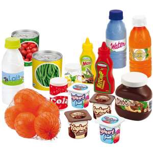Écoiffier 100% Chef 2644 Zestaw żywności do zabawy, 20 sztuk, udawane jedzenie dla dzieci, zawiera mleko, sok, jogurt, krem czekoladowy, ketchup, majonez, konserwy i wiele innych - Jedzenie w grach
