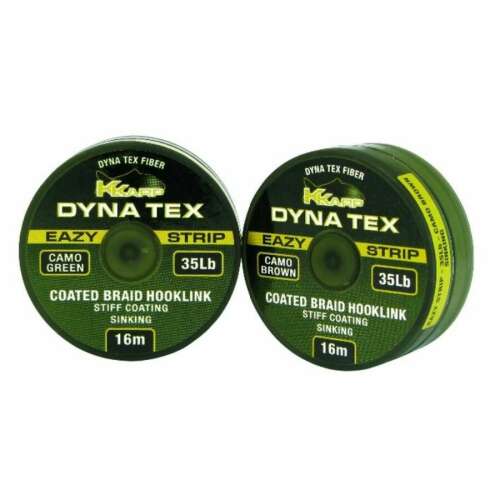 K-Karp Dyna Tex Eazy Strip 16m 35lb Zöld és Barna Camo Bevonatos Fonott Előkezsinór