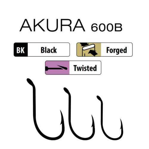 Trabucco Akura 600B horgász horog diagram, fekete nikkel, kovácsolt, csavart - Trabucco