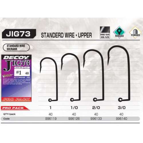 Decoy Pro Pack Jig73 Upper Standard Wire #1/0 jig horog 40 db/csg 80660465 - Horgász horog