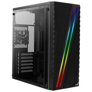 Schrägansicht des Aerocool Streak RGB ATX PC-Gehäuses - Aerocool