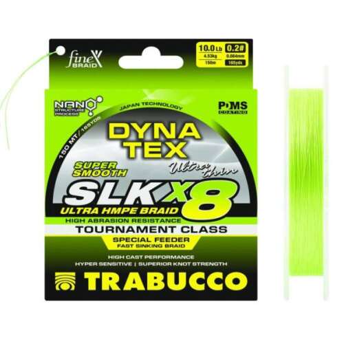 Trabucco Dyna-Tex SLK X8 Special Feeder Sinking 150m 0.084mm lime sárga fonott horgász zsinór