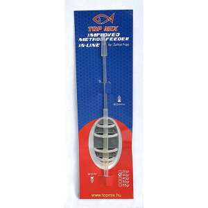 Top Mix Improved Method Feeder In-Line 30g horgász feeder, átlátszó műanyag, 60mm hosszú, 8mm átmérő - Etetőkosár & ólom