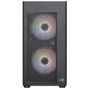 Aerocool Hexform v3 FRGB mATX Computergehäuse, schwarz, gehärtetes Glas, Vorderansicht - Aerocool Computergehäuse